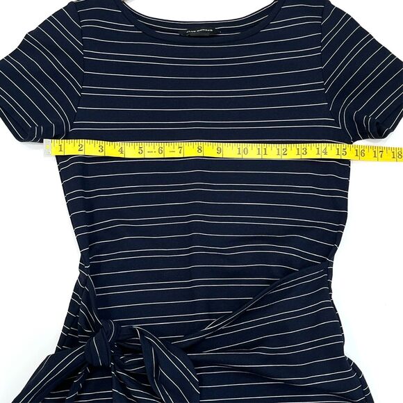 Club Monaco Faux Wrap Dress Navy Blue White Striped Twansia Dress Size XS - Picture 6 of 6